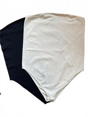 OQQ Black & Cream Tube Bodysuit Set Size XL